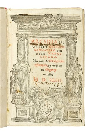 Sannazaro Jacopo, Arcadia. (Al colophon:) [Venezia]: Giovanni Andrea Valvassori e Florio Valvassori, 1543.