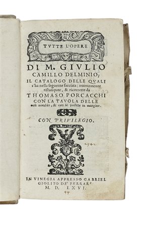 Lotto composto di 3 edizioni in piccolo formato del XVI secolo. 