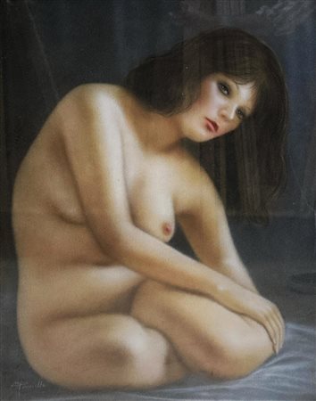 M. Paniello NUDO DI MODELLA olio su tela, cm 70x50 firma sul retro: etichetta...