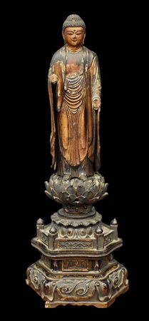 Giappone buddha in legno dorato sec XIX<br>cm.x 