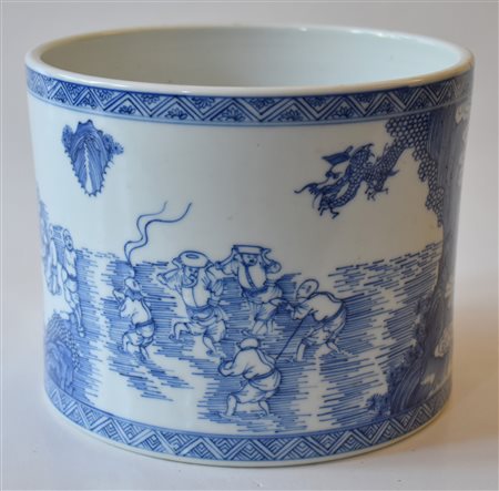 Cina vaso cilindrico in porcellana bianca e 