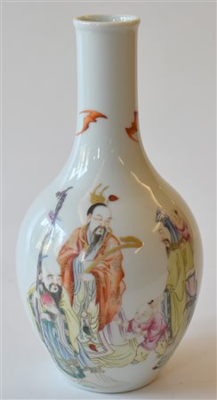 Cina vaso in porcellana decorato con personaggi e 