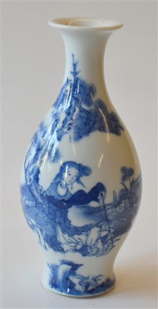 Cina vaso in porcellana bianca e blu<br>cm.x h. 