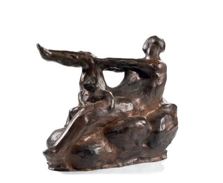 Sandro Chia Firenze 1946 Donna con orsacchiotto, 1985 Scultura in bronzo a...