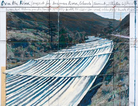 Christo Gabrovo 1935 Over the River, 1999 Tecnica mista su carta applicata su...