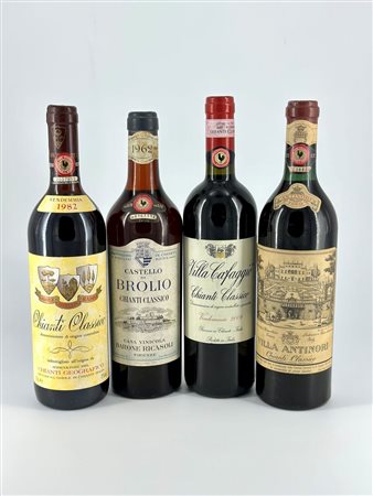  
Gaiole Castellina Radda, Chianti Classico - Barone Ricasoli Castello di Brolio - Villa Cafaggio, Chianti Classico - Villa Antinori, Chianti Classico 1962
 