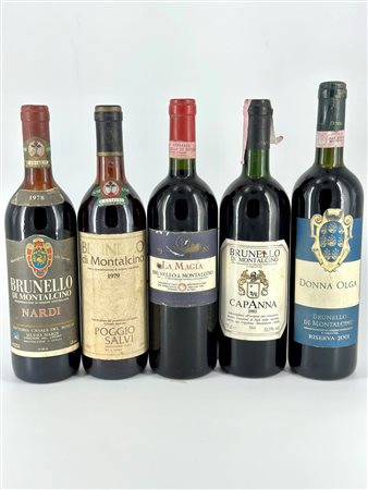  
Tenute Silvio Nardi, Brunello di Montalcino - Villa Poggio Salvi, Brunello di Montalcino - Fattoria La Magia, Brunello di Montalcino - Capanna, Brunello di Montalcino - Tenute Donna Olga Brunello di Montalcino 1978
 