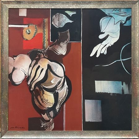 Mario Bionda "Interno rosso" 1975
tecnica mista e collage su tela
cm 80x80
firma