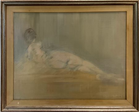 Giuseppe Ajmone "Nudo disteso" 1968
olio su tela
cm 74x92
Firmato e datato 68 in