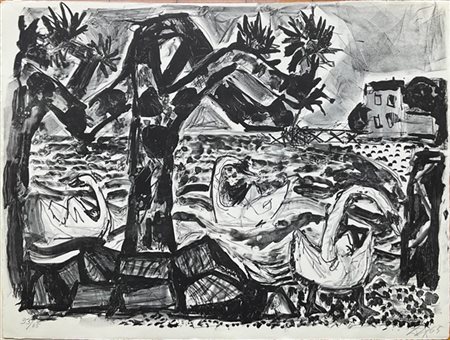 Otto Dix "Bodenseenlandschaft" 1965
litografia
cm 50x66
Firmata, datata 1965, nu