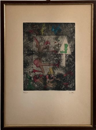 Roberto Matta "Senza titolo" 1975
acquaforte e acquatinta a colori
(lastra cm 24