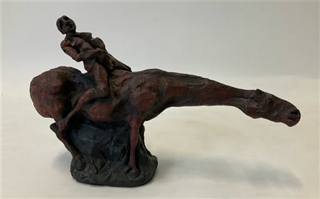 Agenore Fabbri "Uomo e cavallo" 
scultura multiplo in bronzo
cm 21x36x8
Firmata