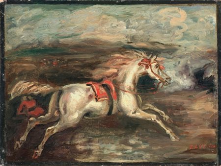Giorgio de Chirico Volos 1888 - Roma 1978 Cavallo fuggente, anni Quaranta...