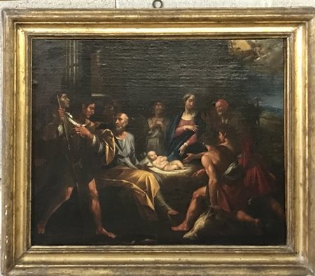 Scuola romana della fine del secolo XVII
"Adorazione dei Pastori"
olio su tela,