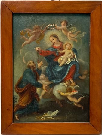 Scuola dell'inizio del secolo XIX
"Madonna con Bambino consegna il rosario a Sa