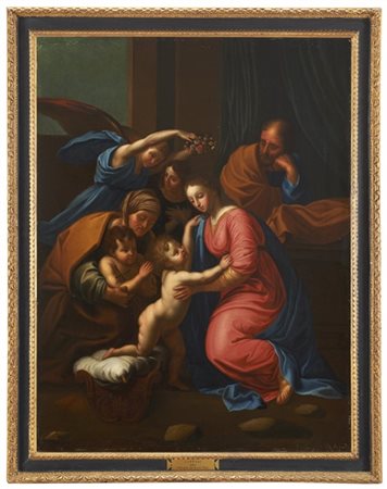 Da Raffaello, scuola del secolo XVIII"Sacra Famiglia con Santa Elisabetta, San