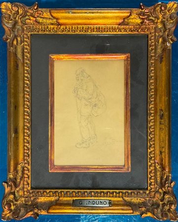 Gerolamo Induno "Il vagabondo" 
carboncino su carta (cm 16x11)
Firmato in basso