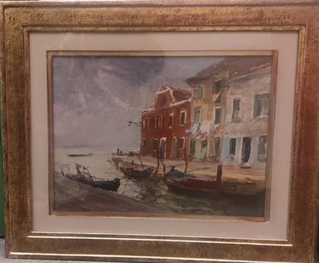 Attilio Melo "Burano 1976" 
 (cm 35,5x48)
Firmato, titolato e datato in basso a