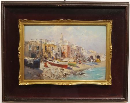 Giuseppe Pesa "Marina ligure" 
olio su compensato (cm 20x30)
Firmato in basso a