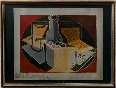 "Riproduzione da una grafica di Juan Gris (cm 45x53,5) in cornice (difetti)"