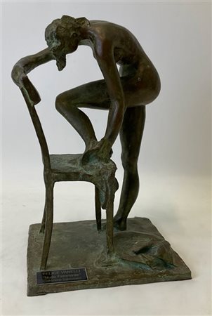 Felice Vianelli "Nudo femminile" 1979scultura multiplo in bronzocm 38x25x20Fi