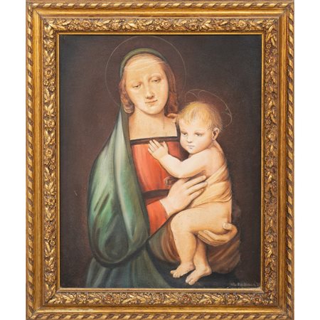 L. DE LUCA (XX secolo), Madonna con Bambino, Olio su tela