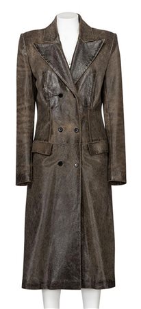 Alexander McQueen ICONIC AND RARE CRACKLED LEATHER COAT Description: Iconic...