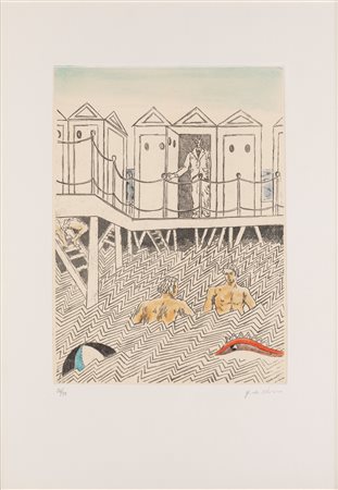 Giorgio de Chirico (Volos 1888-Roma 1978)  - Conversazione nei bagni, 1973