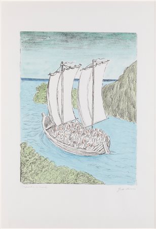 Giorgio de Chirico (Volos 1888-Roma 1978)  - La barca misteriosa, 1973