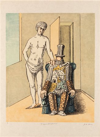 Giorgio de Chirico (Volos 1888-Roma 1978)  - Il riposo dell'archeologo , 1970