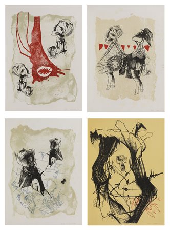Francesco Guerreschi (Milano 1929-Nizza 1985)  - Cinque litografie a colori, 1960