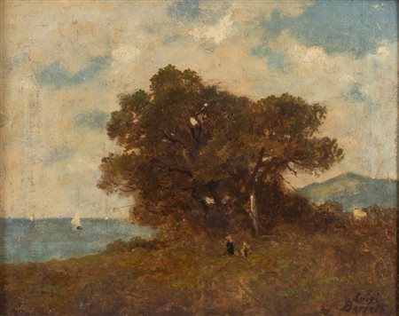 LUIGI BERTELLI (San Lazzaro di Savena 1833 - Bologna 1916) "Paesaggio con...