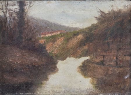 ALESSANDRO CERVELLATI (Bertinoro 1892 - Bologna 1974) "Paesaggio". Olio su...