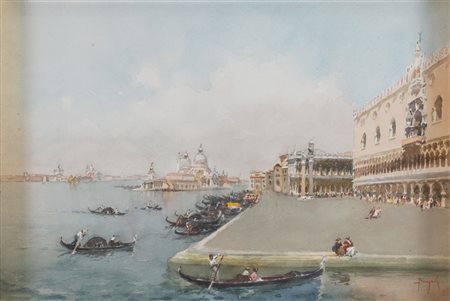 EMANUELE BRUGNOLI (Bologna 1859 - Venezia 1944) "Venezia". Acquerello su...