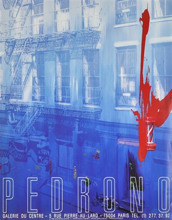 PEDRONO manifesto cm 85x65 per la mostra 'Pedrono' tenutasi alla Galerie du...