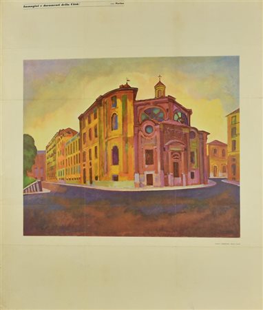 ITALO CREMONA PIAZZA CAVOUR Manifesto, 82x70cm L'opera presenta diversi...