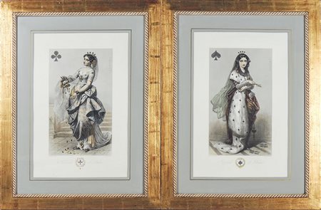 LE CARTE DA GIOCO serie di quattro litografie, in cornice cm 34x20