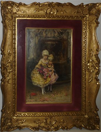 SINIBALDO TORDI (1876-1955) Bambine con abiti settecenteschi olio su tela,...
