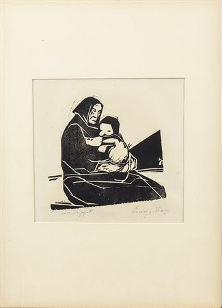 LORENZO VIANI (1882-1936) Nonna e nipote xilografia, firmata e titolata Reca...