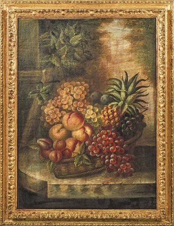 TRIONFO DI FRUTTA olio su tela, in cornice cm 72x52