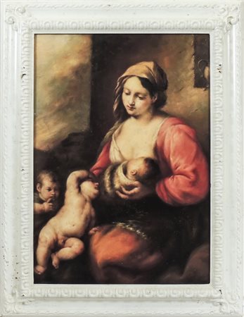 SCUOLA ITALIANA DELLA FINE DEL XIX SECOLO Maternità olio su tela, in cornice...