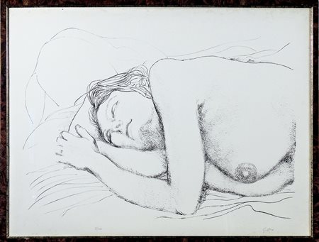 RENATO GUTTUSO (1911-1987) Nudo femminile litografia, es 7/100, firmato, in...