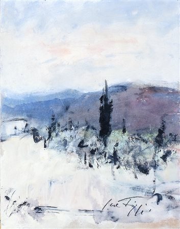 SERGIO SCATIZZI (1918-2009) Paesaggio tempera su cartone, firmato cm 50x37