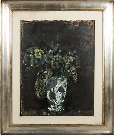 UGO CAPOCCHINI (1901-1980) Vaso con fiori olio su cartone, firmato, anche al...