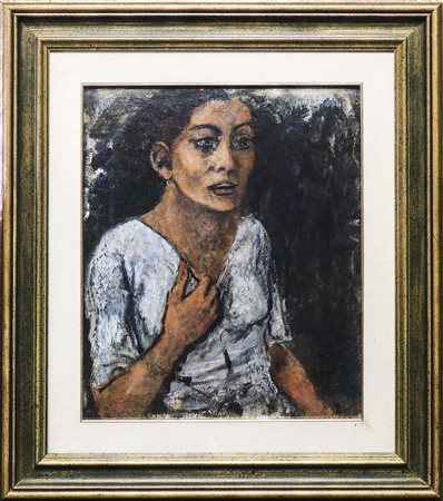UGO CAPOCCHINI (1901-1980) Ritratto femminile olio su cartone, firmato, al...