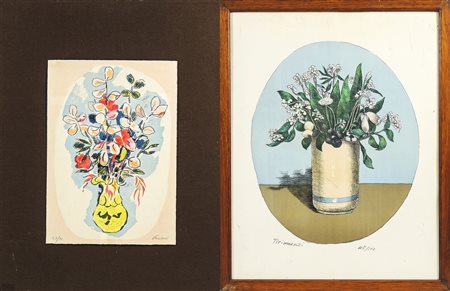 LOTTO DI GRAFICA Nino Tirinnanzi (1923-2002), Vaso con fiori, litografia, es...