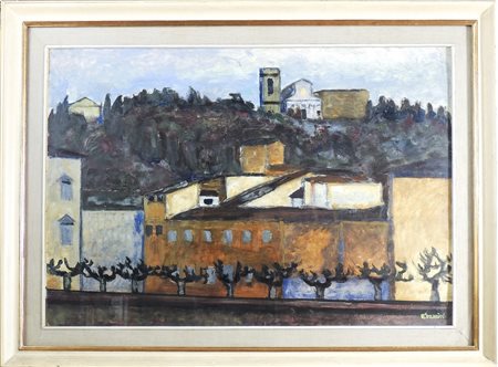 RENZO GRAZZINI (1912-1990) Scorcio fiorentino con sfondo di San Miniato a...