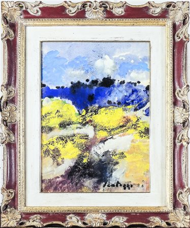 SERGIO SCATIZZI (1918-2009) Paesaggio olio su cartoncino, firmato, al verso...