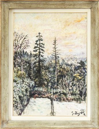 GUIDO BORGIANNI (1915-2011) Paesaggio innevato olio su tela, firmato e datato...