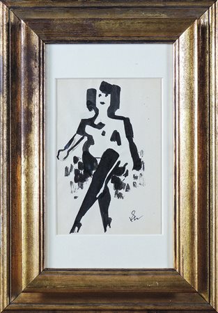 LUCIO VENNA (1897-1974) Nudo femminile china su carta, firmato, in cornice cm...